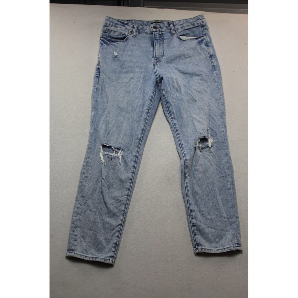 Express Athletic Skinny Jeans Women 32x30 Light Wash Good Distressed Ripped Knee
